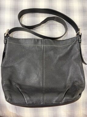 Coach pleated pebbled leather crossbody bag